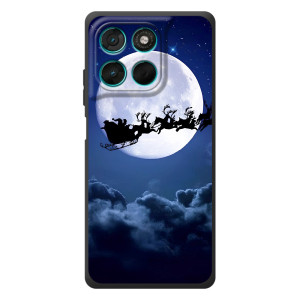 Чехол Санта Клаус для Motorola Moto G77 (Санта - луна)