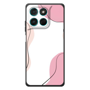 Чехол цветочный дизайн для Motorola Moto G77 (Розовый фон)