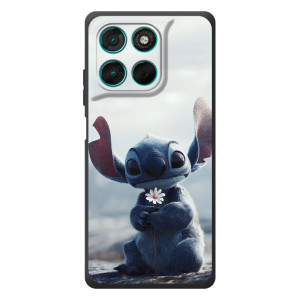 Чехол с рисунком Стич для Motorola Moto G77 – Стич с цветочком