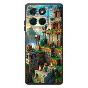 Чехол с картинками Майнкрафт для Мото Джи77 (Город Майнкрафт)