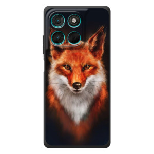 Чехол с принтом лисички на Мото Джи77 – Лиса на черном