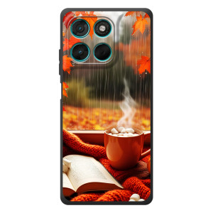 Чехол с уникальным дизайном «Осень с кофе» для Motorola Moto G77