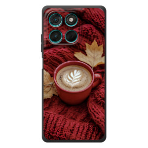 Чехол с уникальным дизайном «Осень с кофе» для Motorola Moto G77