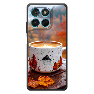 Чехол с уникальным дизайном «Осень с кофе» для Motorola Moto G77
