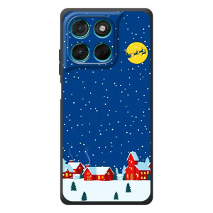 Силиконовый бампер на рождество для Motorola Moto G77 (Город в снегу)