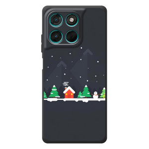 Силиконовый бампер на рождество для Motorola Moto G77 (Город зимний)
