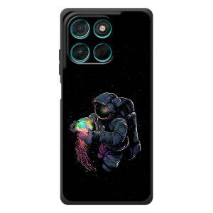 Силиконовый Чехол с принтом "Космонавты" на Motorola Moto G77 – В руках земля