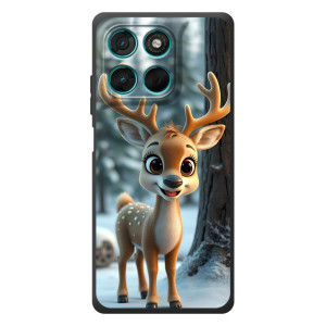 Яркий чехол для Motorola Moto G77 с Зимними Оленятами