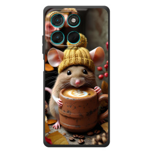 Друкований чохол 'Звірята з кавою' для Motorola Moto G77 – Мишка з кавою