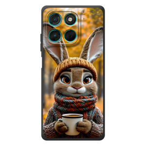 Друкований чохол 'Звірята з кавою' для Motorola Moto G77 – Зайчик з кавою