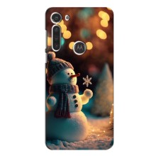 Чехлы на Новый Год Motorola MOTO G8 – Снеговик праздничный