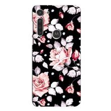 Чохли з квітами для Motorola MOTO G8 (VPrint) (Квіти на чорному)