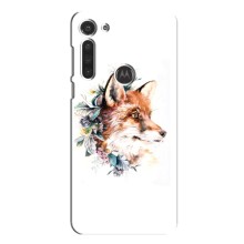 Чехлы с картинкой Лисички для Motorola MOTO G8 (VPrint) (Лисичка в цветочках)