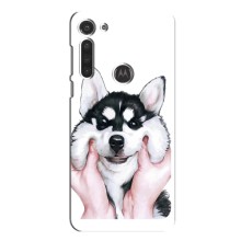 Чехлы с собаками для Motorola MOTO G8 (VPrint) (Довольный Хаски)