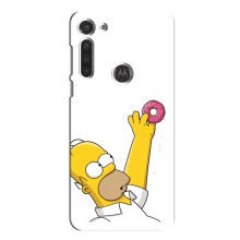 Чехол с Симпсонами для Motorola MOTO G8 (VPrint) (Гомер с пончиком)