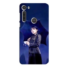 Чехлы Венсдей на Motorola MOTO G8 Уэнсдей (AlphaPrint) (Уэнздей с зонтом)
