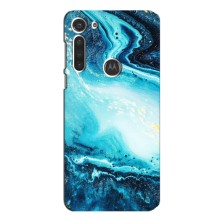 Мраморный чехол на Motorola MOTO G8 (VPrint) (Голубой мрамор)
