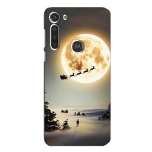Новорічні, Святкові Чохли для Motorola MOTO G8 - 2024 год (Санта на місяці)