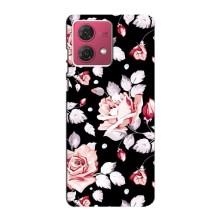 Чохли з квітами для Motorola MOTO G84 (VPrint) (Квіти на чорному)