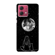 Чохол з малюнком кіт на Motorola MOTO G84 (Дівчина з котом)