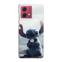 Чехол с рисунком Стич для Motorola MOTO G84 – Стич с цветочком