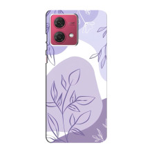 Силиконовый чехол с принтом в цветах на Motorola MOTO G84 – Фиолетовый дизайн