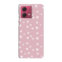 Чохол з розовим принтом для Motorola MOTO G84 (Сердечки на рожевому)