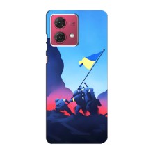 Чехол с украинским воином на Motorola MOTO G84 – Украинский прапор