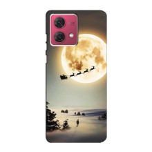 Новорічні, Святкові Чохли для Motorola MOTO G84 - 2024 год (Санта на місяці)