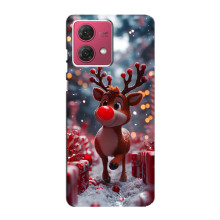 Яркий чехол для Motorola MOTO G84 с Зимними Оленятами – Олень среди подарков