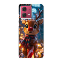 Яркий чехол для Motorola MOTO G84 с Зимними Оленятами – Олень в шарфе