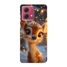 Яркий чехол для Motorola MOTO G84 с Зимними Оленятами – Оленёнок среди гирлянд