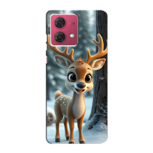 Яркий чехол для Motorola MOTO G84 с Зимними Оленятами – Оленёнок в лесу