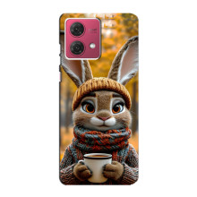 Друкований чохол 'Звірята з кавою' для Motorola MOTO G84 – Зайчик з кавою