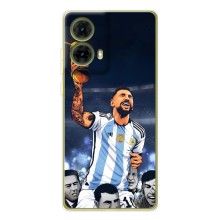 Чехлы для Motorola MOTO G85 (Leo чемпион) (AlphaPrint) (Месси с кубком)