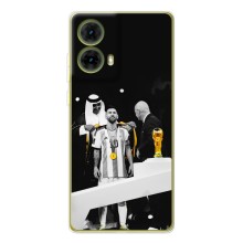 Чехлы для Motorola MOTO G85 (Leo чемпион) (AlphaPrint) (Месси в накидке)