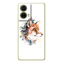 Чехлы с картинкой Лисички для Motorola MOTO G85 (VPrint) (Лисичка в цветочках)