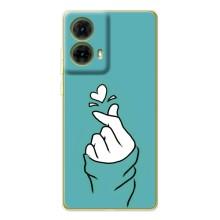 Чехлы (Знак сердечка) на Motorola MOTO G85 – Сердечко на бирюзовом