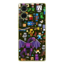 Чехол Майнкрафт на Motorola MOTO G85 (AlphaPrint) Minecraft (Коллаж Майнкрафт)