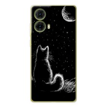 Чехол с принтом для Motorola MOTO G85 (AlphaPrint) Модные коты (Котик и луна)