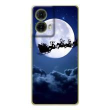 Чехол Санта Клаус для Motorola MOTO G85 (Санта - луна)