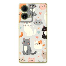 Чехол с рисунком кот на Motorola MOTO G85 (Коллаж котов)