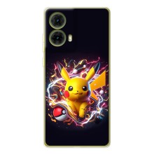 Чехол с Пикачу на Motorola MOTO G85 (Пикачу с мячом)