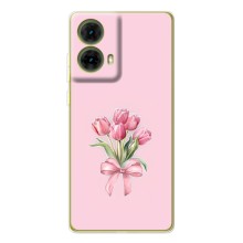 Чехол с розовым рисунком для Motorola MOTO G85 (Букет цветов)