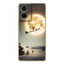 Новогодние, Праздничные Чехлы для Motorola MOTO G85 - 2024 год (Санта на луне)