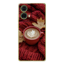 Чехол с уникальным дизайном «Осень с кофе» для Motorola MOTO G85 – Кофе на пледе