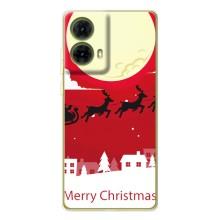 Рождественские Чехлы для Motorola MOTO G85 (VPrint) (Санта с оленями)