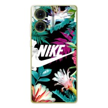 Силиконовый Чехол на Motorola MOTO G85 с картинкой Nike (Цветочный Nike)