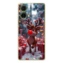 Яркий чехол для Motorola MOTO G85 с Зимними Оленятами – Олень среди подарков