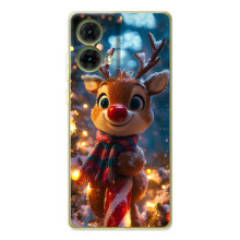Яркий чехол для Motorola MOTO G85 с Зимними Оленятами – Олень в шарфе